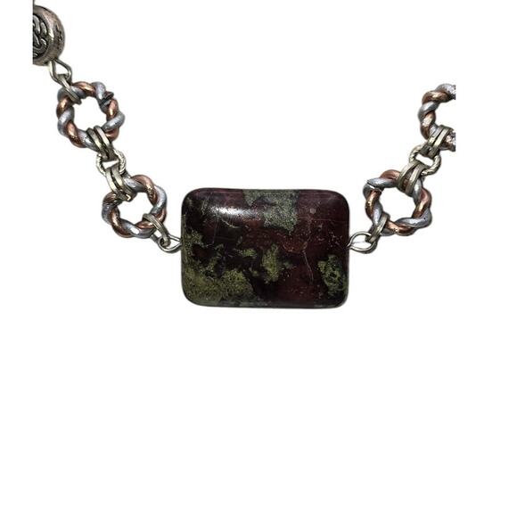 Celtic Knot Accents and Stone Mixed Metal Necklace Toggle Clasp - Picture 2 of 5